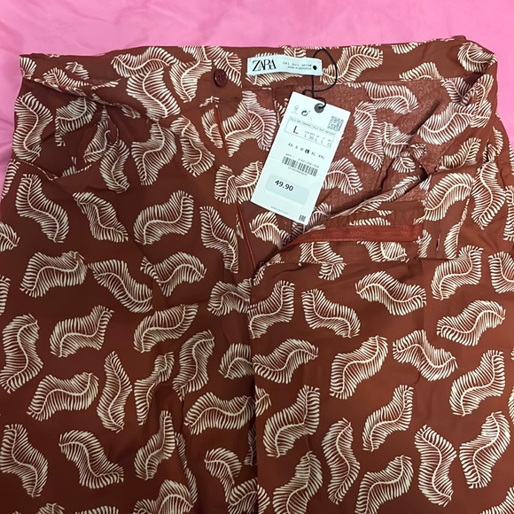 Other Burnt Orange And Cream Leaf Zara Pants Non Stretch Poshmark
